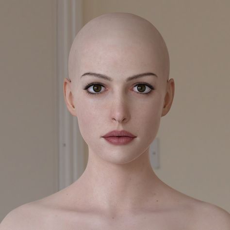 ArtStation - Wip / Anne Hathaway / XgenTest, Sotaro Nakamura Shaved Head Designs, Donne Calve, Bald Head Women, Goddess Aphrodite, Shaved Head Women, Drawing Heads, Bald Girl, Bald Hair, Bald Women