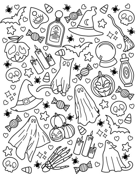 Halloween Pages To Color, Free Coloring Pages Halloween, Halloween Drawings To Color, Halloween Coloring Pages Adult, Halloween Coloring Sheet, Printable Coloring Pages For Adults Simple, Doodle Coloring Pages Free Printable, Adult Coloring Pages Halloween, Adult Halloween Coloring Pages