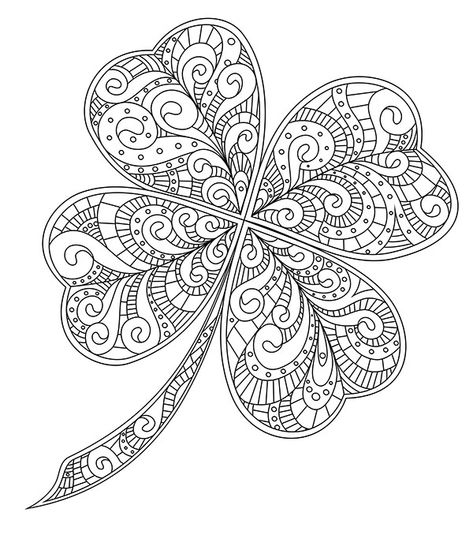 20+ FREE Printable St. Patrick's Day Coloring Pages featuring rainbows, shamrocks, leprechauns, 4-leaf clovers, pots of gold, and more! Fun for all ages! #stpatricksday #kidsactivity #coloringpages Clover Coloring Page, Zentangle Coloring Pages, Celtic Coloring, Adult Colouring Printables, Colouring Printables, Printable Adult Coloring Pages, Craft Projects For Kids, 자수 디자인, Mandala Coloring Pages