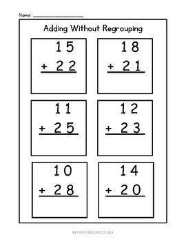 1st and 2nd-Grade Place Value Math Worksheets  Help your student master adding 2-digit numbers within 100 with and without regrouping! Students will practice adding ones to ones and tens to tens. Students will practice composing tens (regrouping)! 24 total pages 12 pages without regrouping (6 differentiated pages that allow for drawing tens and ones) 12 pages with regrouping (6 differentiated pages that allow for drawing tens and ones) Perfect for 1st and 2nd-grade students! Addition Practice, Math Place Value, Tens And Ones, Place Value, Place Values, Math Worksheets, Second Grade, 2nd Grade, The 100