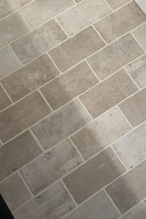 Faux Brick Mudroom Floor, Brick Tile In Kitchen, Capella Brick Tile, Checkerboard Laundry Floor, French Limestone Floor Bathroom, Classic Bathroom Flooring, Old World Tile Floor, Capella Ivory Brick Floor, Msi Capella Ivory Brick