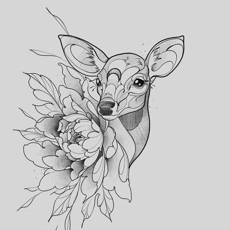 Fawn Tattoos For Women, Fnaf Tattoo, Thigh Tat, Deer Drawing, Flame Tattoos, Deer Tattoo, Muster Tattoos, Inspired Tattoos, Tatuaje A Color