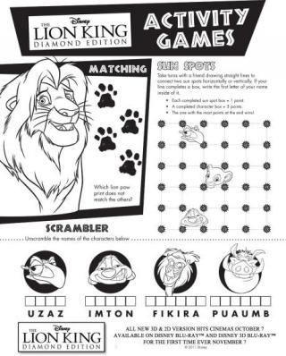 Lion King Activity Sheet Simba Pumba Timon, Lion King Printable, Brownies Activities, Lion King Animals, Lion King Theme, Disney Activities, Lion Craft, Zoo Project, Lion King Party