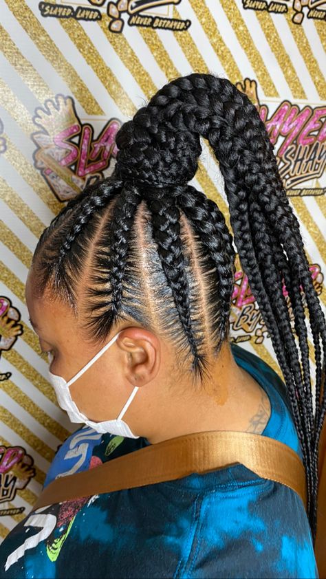 Feeding Braids Ponytail, Feeding Braids, Feed In Braids Ponytail, Quick Braids, Braids Ponytail, Birthday Hairstyles, Feed In Braid, High Ponytail, Hair Ponytail