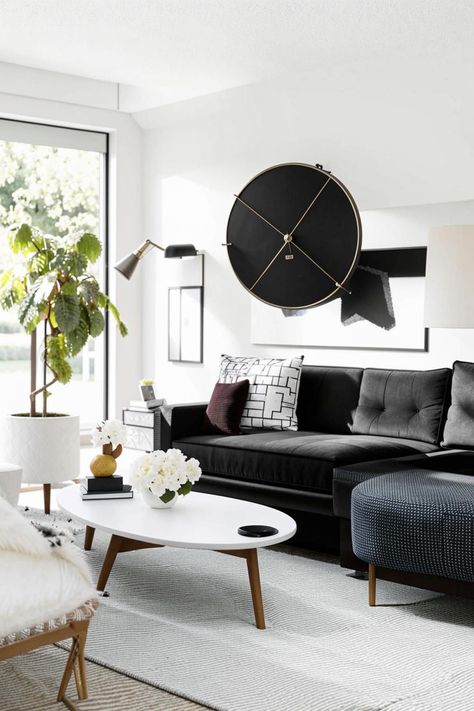 Elevate your living room with modern mid-century style. Explore striking black and white decor ideas, from minimalist furniture to statement art, for a chic and timeless space. Black And White Living Room Decor, Black And White Living Room, Statement Art, Black And White Decor, Minimalist Furniture, White Living Room, White Decor, Mid Century Style, Black Decor