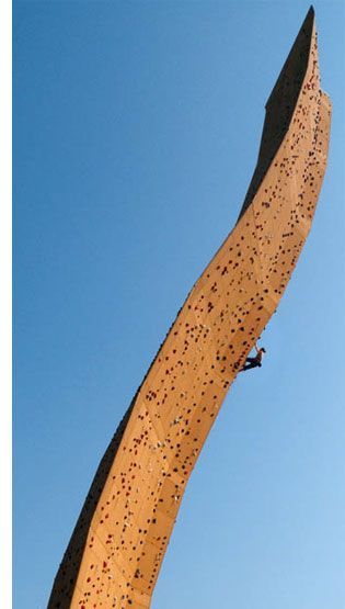 This is probably the most visually stunning climbing structure on our list. Stretching more than 120 feet into the Dutch sky, the vaguely S-shaped Excalibur tower has sections that are past vertical (meaning that climbers have to negotiate overhangs that have angles of more than 90 degrees). Extreme Adventure, Scary Stuff, Rock Climbing Wall, Living On The Edge, Bungee Jumping, French Fry, Climbing Wall, Voyage Europe, Bad Idea