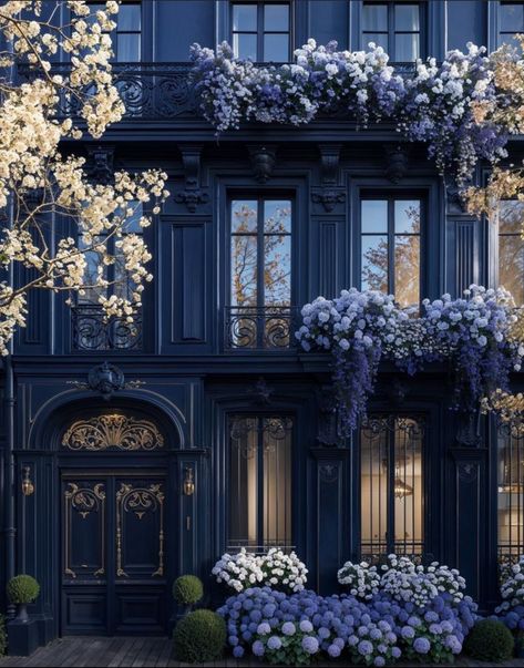 Den Decor, Parisian Aesthetic, Blue Luxury, Mansion Designs, Blue Building, Newark Nj, Reception Area, Fantasy Places, Coffee Design