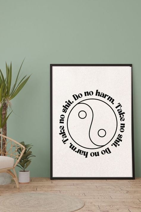 Yin Yang Quotes, Neutral Posters, Yin Yang Poster, Yin Yang Wall Art, Posters Simple, Positive Posters, Wall Decor Simple, Yin Yang Wall, Simple Posters