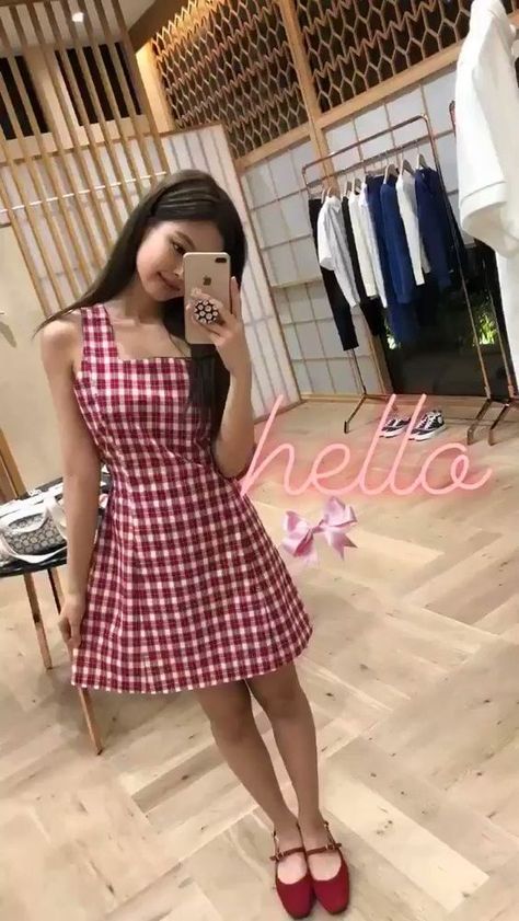 Red Checkered Dress | Jennie – BlackPink Red Checkered Dress, Moda Kpop, University Outfit, Girlfriend Material, Red Checkered, Checkered Dress, Red Dress Outfit, Jennie Kim Blackpink, Jennie Kim