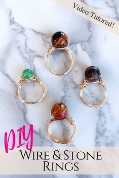 Ad Rings, Diy Wire Wrapped Rings, Make Your Own Ring, Wire Jewelry Rings, Wrapped Rings, Diy Ring, Wire Wrapping Diy, Easy Jewelry, Wire Jewelry Designs