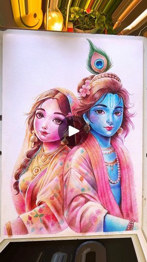 Radha Krishna Watercolor Painting, Radha Krishna Watercolor, Krishna Watercolor Painting, Krishna Watercolor, Rama Krishna, Krishna Drawing, Book Art Drawings, Pen Art, Radha Krishna