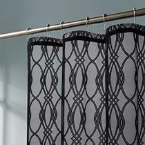 Goth Bathroom Ideas, Unique Trellis, Dark Shower Curtain, Curtain Aesthetic, Black And White Bathroom Decor, Bathroom Decor Black, Curtain Elegant, Lace Shower Curtains, Aesthetic Shower