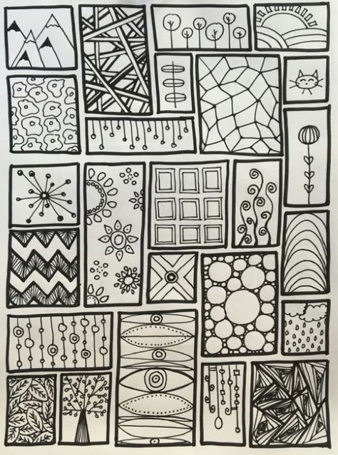 Colored Zentangle Patterns, Zentagle Art Zentangle Patterns, Pattern Doodles Simple, Drawing Ideas Easy Doodles Art Journals Zentangle Patterns, Drawing Ideas Easy Doodles Pattern Simple, Square Zentangle Patterns, Mandala Doodle Patterns, Cool Designs To Draw Pattern, Square Doodles