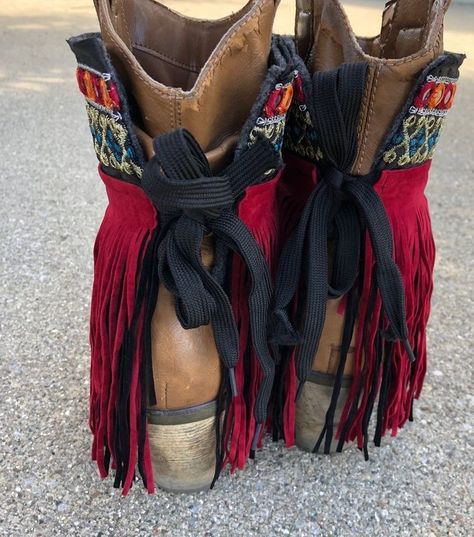 Boot Wraps, Boho Style Boots, Bohemian Boots, Festival Boots, Hippie Boots, Clothing Upcycle, Boot Covers, Boot Bracelet, Fringe Ankle Boots