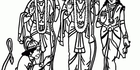 Bhagwan-Rama-Darbar-Coloring-Page – Kids Website For Parents Diwali Coloring Pages, Diwali Drawing, Rama Sita, Kids Printable Coloring Pages, Ram Sita, Coloring Pages Inspirational, Lord Rama, Line Art Vector, Ganesha Art