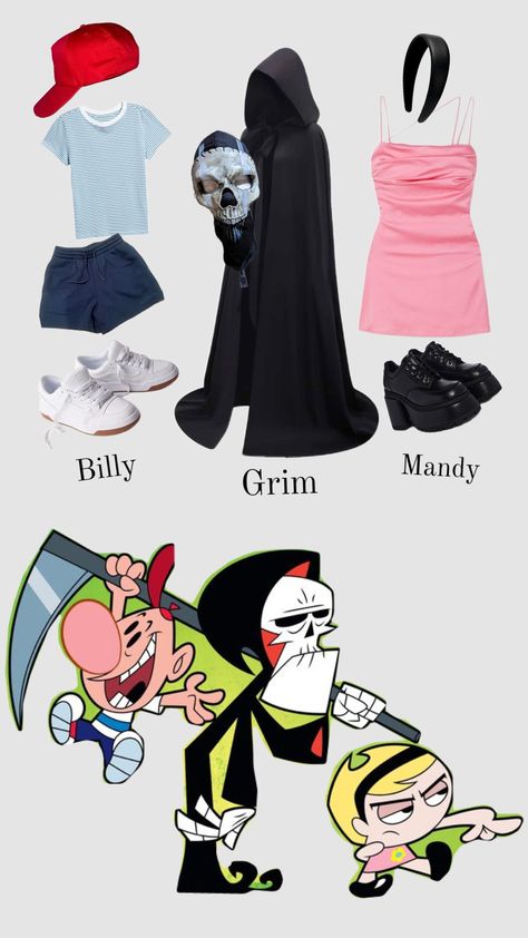 #billy #mandy #Grim #halloweeninspo #costumes The Grim Adventures Of Billy & Mandy Art, Billy And Mandy Costume, Cartoon Network Halloween Costumes, Mandy Costume, Cartoon Network Costumes, Indie Doodles, Gumball Costume, Nickelodeon Costumes, Billy Y Mandy