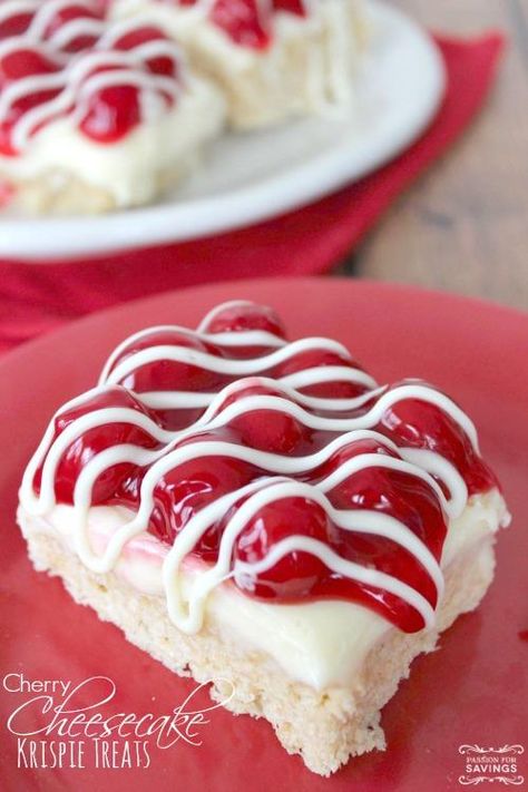 Valentine Treats For Adults, Cherry Recipe, Dessert Recipes For Kids, Krispie Treats Recipe, Krispy Treats, Cherry Desserts, Cereal Treats, Brownie Desserts, Rice Krispy