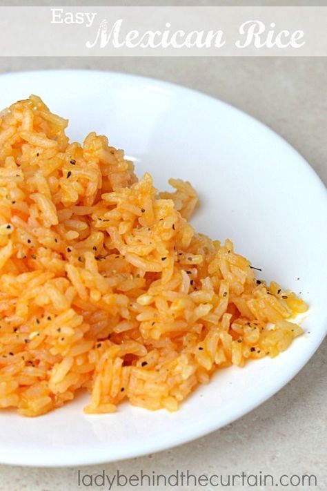 Easy Mexican Rice:  Better than restaurant rice.  Simple and tasty. I got this recipe from a neighbor in 1989.  Her husband was from Mexico so she was real Easy Mexican Rice, Mexican Rice Easy, Mexican Rice Recipes, Behind The Curtain, Mexican Rice, Easy Mexican, The Curtain, Side Recipes, Rice Recipe