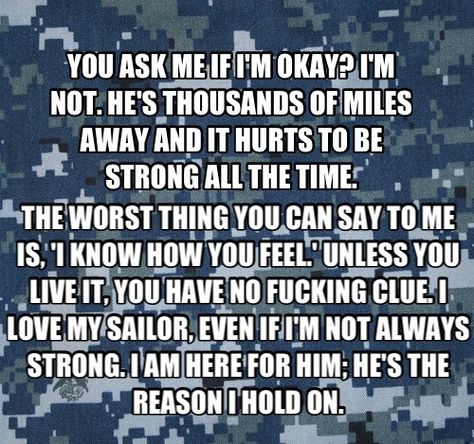 I'll be strong Milso Quotes, Army Relationship, Military Girlfriend Quotes, Navy Couple, Navy Quotes, Army Letters, Navy Wife Life, Military Couple, Military Relationships