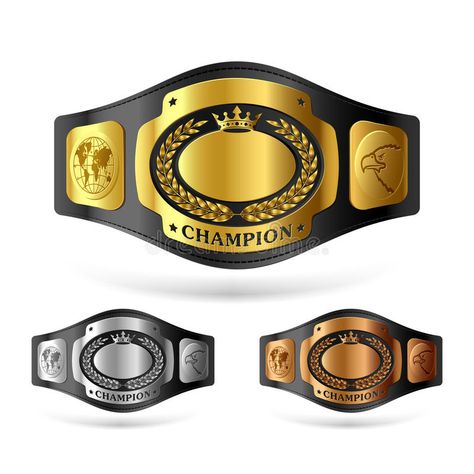 Champion belt. Gold, silver and bronze champion belts , #AFFILIATE, #Gold, #belt, #Champion, #silver, #belts #ad Alice In Wonderland Props, Gold Belts, Illustration Wall Art, Belt Design, Football Kits, Free Vector Art, Muay Thai, Kickboxing, Free Vector Images