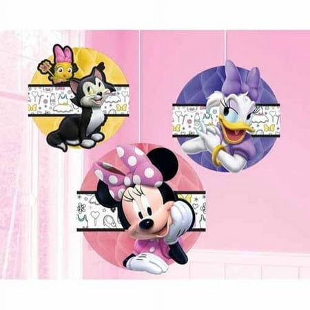 Minnie Mouse 'Happy Helpers' Honeycomb Decorations (3pc) Size: 3 Honeycombs (6" each).  Color: Multicolor. Disney Characters Minnie Mouse, Minnie Mouse Party Supplies, Disney Party Decorations, Minnie Mouse Decorations, Minnie Mouse Theme Party, Honeycomb Decorations, Disney Theme Party, Minnie Mouse Birthday Party, Ball Decorations