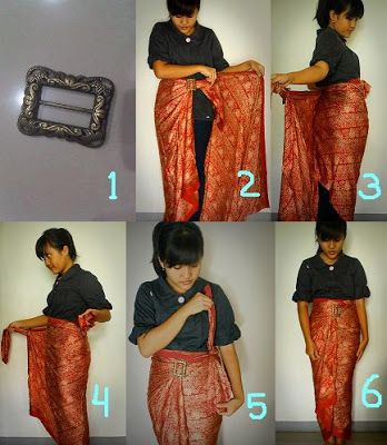 How To Tie A Sarong, Kain Lilit, Indonesian Clothing, Pola Rok, Kebaya Lace, Rok Lilit, Batik Skirt, Batik Kebaya, Kebaya Dress