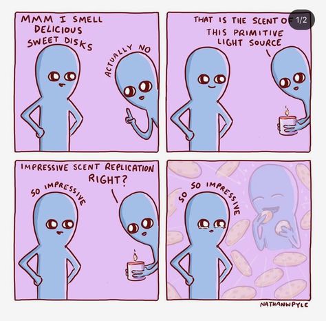 Candles Nathan Pyle, Alien Comic, Planet Comics, Strange Planet, Cartoon Strip, Aliens Funny, Cute Alien, Clean Memes, Follow Jesus