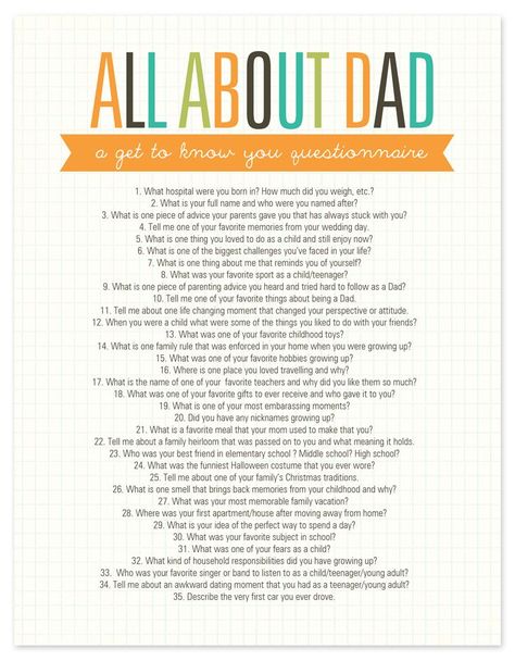 Get to know Dad this Father’s Day with this FREE printable All about Dad Questionnaire! Fathers Day Questionnaire, Family History Projects, Family History Book, All About Mom, Family Genealogy, Dad Day, Fathers Day Crafts, Ideas Birthday, Smash Book