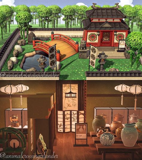 ACNH ~ Kara on Instagram: “Happy Home Paradise: Kabuki ~ “An Authentic Art Museum” ♥︎ ♥︎ House number 14 for Kabuki and I was really happy with how his exterior came…” Acnh Kabuki House, Japanese House Decor, Shino Acnh Happy Home Paradise, Happy Home Paradise Anch, Acnh Happy Home Paradise, Animal Crossing Happy Home Paradise Cafe Gallery, Zen House Design, Japanese House Design, Zen House