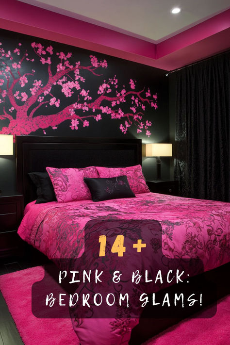 Ready for a bold bedroom makeover? Click to see pink and black ideas that inspire creativity and style. 🌟🎨 #BedroomInspiration #PinkBlackBedroom #BoldInteriors #MakeoverIdeas #HomeStyle Black Bedroom Inspirations, Pink And Black Bedroom Ideas, Pink Black Bedrooms, Pink And Black Bedroom, Black Bedroom Ideas, Bold Bedroom, Black Bedroom, Bedroom Black, Elegant Color