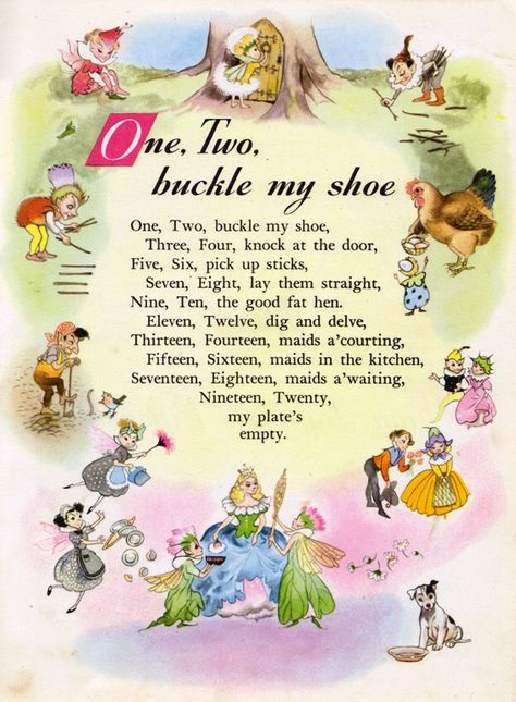 ☆Sharon's Sunlit Memories☆: Hilda Boswell One Two Buckle My Shoe, Buckle My Shoe, Nursery Rhymes Poems, Old Nursery Rhymes, Rhymes Lyrics, Nursery Rhymes Lyrics, Kindergarten Songs, Childrens Poems, Nursery Songs