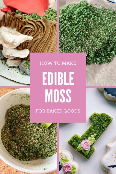 Edible Moss For Cakes, Edible Moss, Mushroom Cake, Birthday Cookie, Gateaux Cake, Cookie Frosting, Baked Goodies, Snacks Für Party, Graham Cracker Crumbs