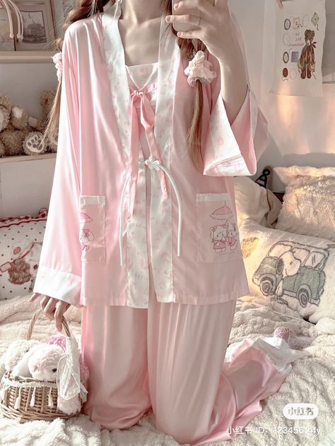 Piyama Aesthetic, Coquette Birthday, Pinky Girls, Pinky Girl, Oc Outfits, Body To Body, Korean Clothes, Cute Sleepwear, Sleepy Time