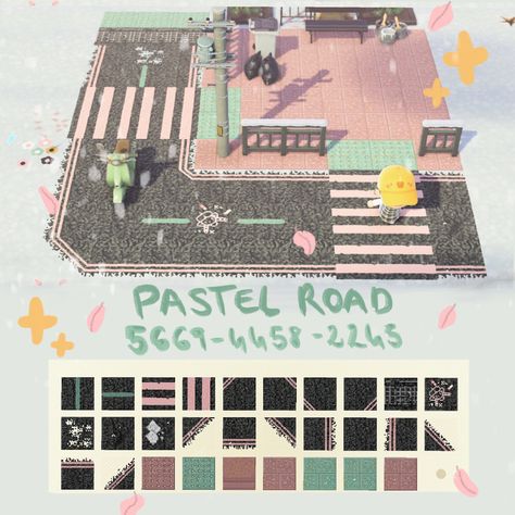 Codes, paths, road, pastel, pink, teal, animal crossing, acnh Acnh Pastel Citycore Codes, Acnh Pink Road Path, Pink Road Animal Crossing, Acnh Pastel Path Codes, Acnh Pink Street Path, Acnh Road Paths Designs, Acnh Citycore Road Codes, Pink Road Acnh, Pastel Path Acnh