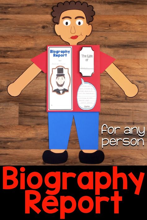 Biography Research Report for Any Person Book Report First Grade, Biography Graphic Organizer Free, Biography Lapbook, Biography Report Template, Character Traits Graphic Organizer, Biography Book Report, Paper Person, Biography Report, Biography Projects