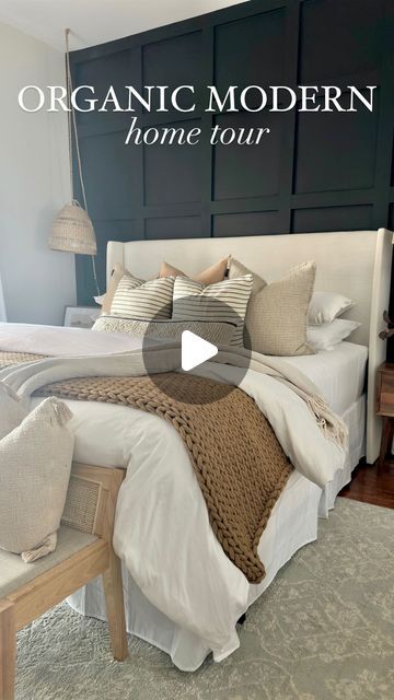 Kerry Johnston || Home Design & DIY on Instagram: "A little tour of our downstairs area of our modern organic home that is filled with black, white, and wood accents and lots of different textures. 

What space is your favorite? Mine is definitely the last one 🤍

This is actually our second home and we also Airbnb it.  It’s a historic home that took us almost a year to renovate! We love spending time here when we can!

#homestyle #homestyling #accentwall #boardandbatten #homefresh #blackaccentwall #homediy #homedesign #neutraldecor #neutralstyle #blackwhiteandwood #diyhome #kitchenviews #diningroomviews #accentwalls #accentwallideas #entrywaydecor #romanshades #modernorganic #organicmodern #neutralhome #designstyle 
#diningroomdecor #hallwayinspo #hallwaydecor #porchswing" Modern Organic Home, Home Paint Color, Black Accent Walls, Organic Home, Home Design Diy, Second Home, Kitchen Views, Modern Organic, Board And Batten