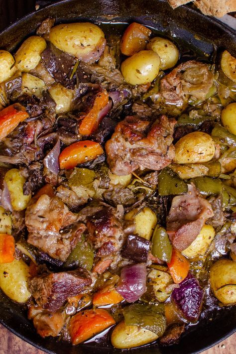 We have adapted this Croatian lamb peka recipe, from traditional cooking under the bell with hot embers to being slow-cooked in the oven. Making it possible for everyone to bring the flavours of this Croatian national dish at home. Melt in the mouth diced lamb cooked together with potatoes, vegetables, garlic, herbs, oil and white wine for 2 hours. This one-pot dinner recipe is Croatian food at its best. Croation Recipes, Lamb Casserole, Potatoes And Vegetables, Potatoes Vegetables, Croatian Food, Croatian Cuisine, Traditional Cooking, Lamb Stew, Croatian Recipes