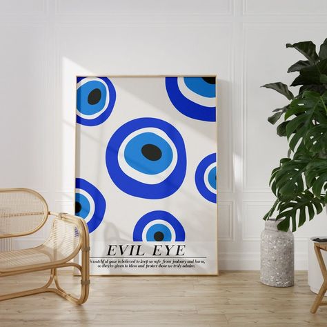 Evil Eye Canvas Painting, Evil Eye Drawing Design, Evil Eye Painting Ideas, Painting Ideas Evil Eye, Evil Eye Acrylic Painting, Evil Eye Bathroom Decor, Evil Eye Art Painting, Evil Eye Wall Art, Evil Eye Poster