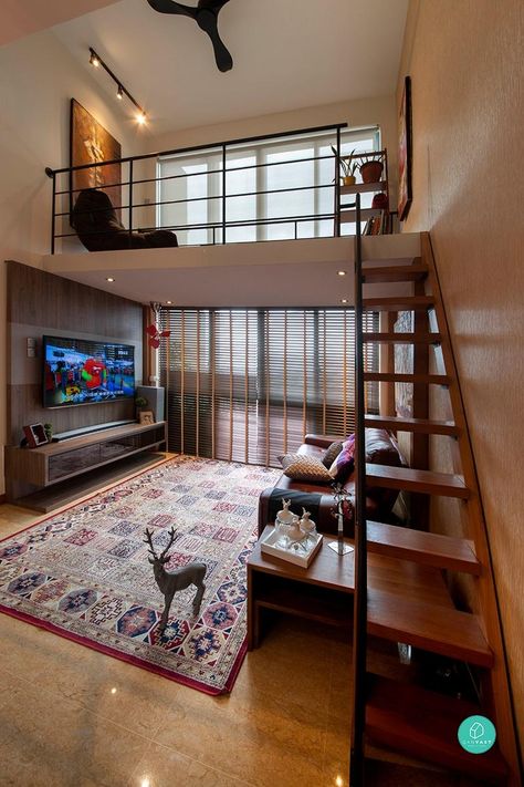 10 Amazing Loft Apartments In Singapore | Article | Qanvast | Home Design, Renovation, Remodelling & Furnishing Ideas Narrow Homes, Small Loft Apartments, Adu Ideas, Små Rum Lidt Plads, A Loft Bed, Design Ložnic, Tiny Loft, Loft Apartments, Loft House Design