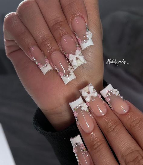 Promotion Nails, Quinceanera Nails, Girly Acrylic Nails, Cute Acrylic Nail Designs, Glow Nails, Classy Acrylic Nails, Really Cute Nails, Nails Only, Long Square Acrylic Nails