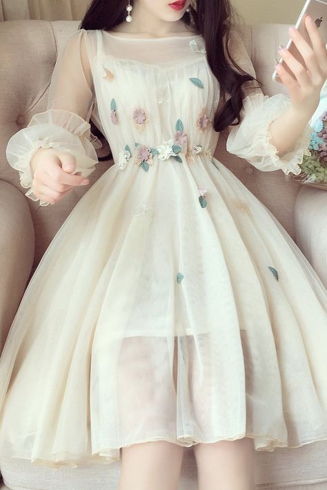 Beige 3/4 Sleeve Knee Length Prom Dress with Flowers, Sweet Homecoming Dresses Long Sleeve Knee Length Homecoming Dresses, Knee Length Prom Dresses With Sleeves, Asian Homecoming Dress, Prom Dress With Flowers, Porcelain Berry, Knee Length Prom Dress, Prom Dresses Burgundy, Ombre Prom Dresses, Mini Prom Dresses