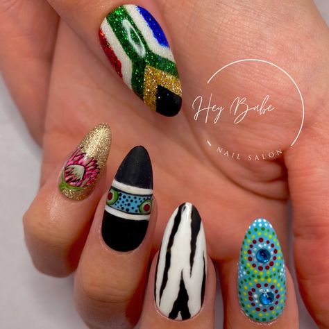 South African Nail Art Design, African Manicure, South African Nails, South Africa Nails, African Nail Art Design, African Nail Art, African Nails, Safari Nails, Nail Competition