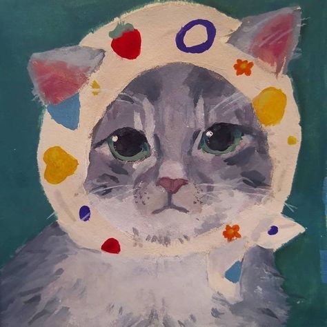 Cat Artwork, Cat Icon, Arte Inspo, Art Painting Acrylic, Cat Painting, Art Block, Pretty Art, Cat Art, A Cat