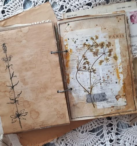 Tea Bag Art, Altered Book Art, Junk Journal Ideas, Diary Ideas, Vintage Junk Journal, Vintage Junk, Creative Journal, Handmade Journals, Handmade Journal