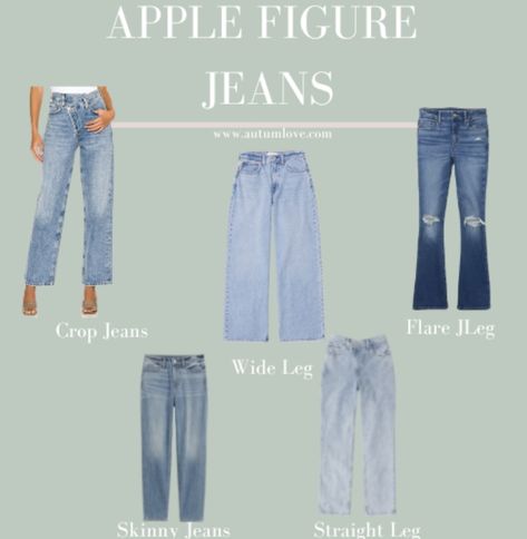 Dressing A Plus Size Apple Body Shape, Flattering Jeans For Apple Shape, Plus Size Oval Body Shape, Smart Casual Apple Shape, Jeans For Apple Body Shape, Dressing Apple Body Type, How To Dress Apple Shape Plus Size, Dressing For Apple Body Type, Apple Shaped Outfits