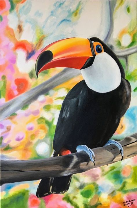 Toucan Art, Speed Drawing, Book Markers, Bird Artwork, 수채화 그림, Bird Drawings, Colorful Birds, Gouache Painting, Diy Canvas Art