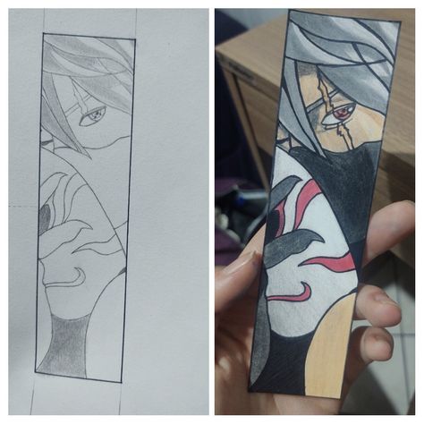 Kakashi Hatake Drawing Color, Itachi Bookmark, Naruto Bookmark Diy, Kakashi Bookmark, Anime Bookmarks Diy, One Piece Bookmark, Naruto Bookmark, Anime Bookmarks Ideas, Manga Bookmark