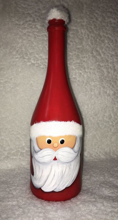 Santa Wine Bottle Crafts, Bleach Bottle Santa, Wine Bottle Santa, Wine Bottle Santa Claus, Wine Bottle Nativity Scene, Christmas Bottles, Christmas Wine Bottles, Christmas Wine, Christmas Stuff