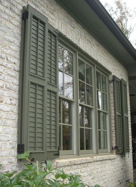 Window Shutters Exterior, Outdoor Shutters, Shutter Colors, Cedar Shutters, Green Shutters, Louvered Shutters, Shutter Designs, House Shutters, Diy Shutters