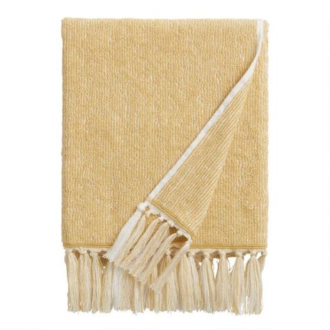 Azure Mustard And White Marled Bath Towel | World Market Yellow Bathroom Towels, Yellow Bath Towels, Towels Bathroom, Sandstone Tiles, Yellow Bathroom, Yellow Towels, Yellow Bathrooms, Cost Plus World Market, Towel Collection